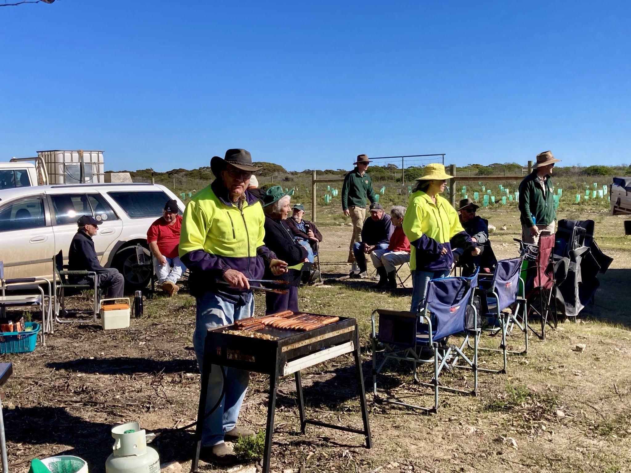 Friends of Southern Eyre Peninsula Parks enjoying a BBQ after a big day
