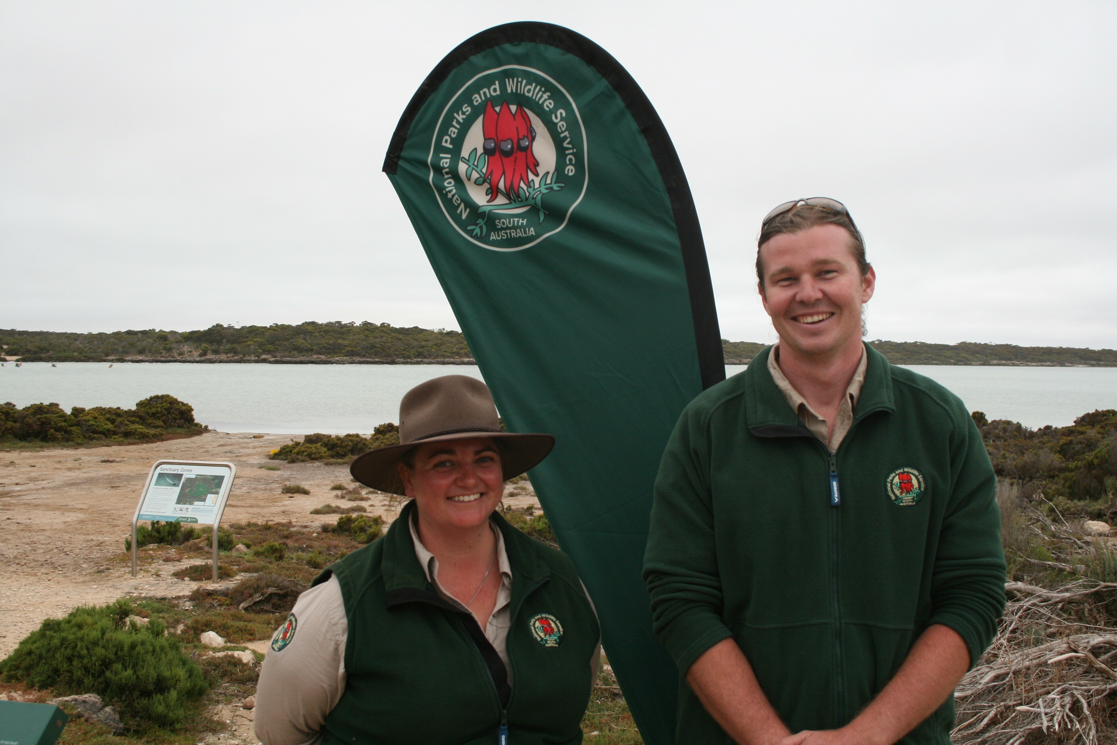 Park rangers Elly and Sam at Coffin Bay National Park.