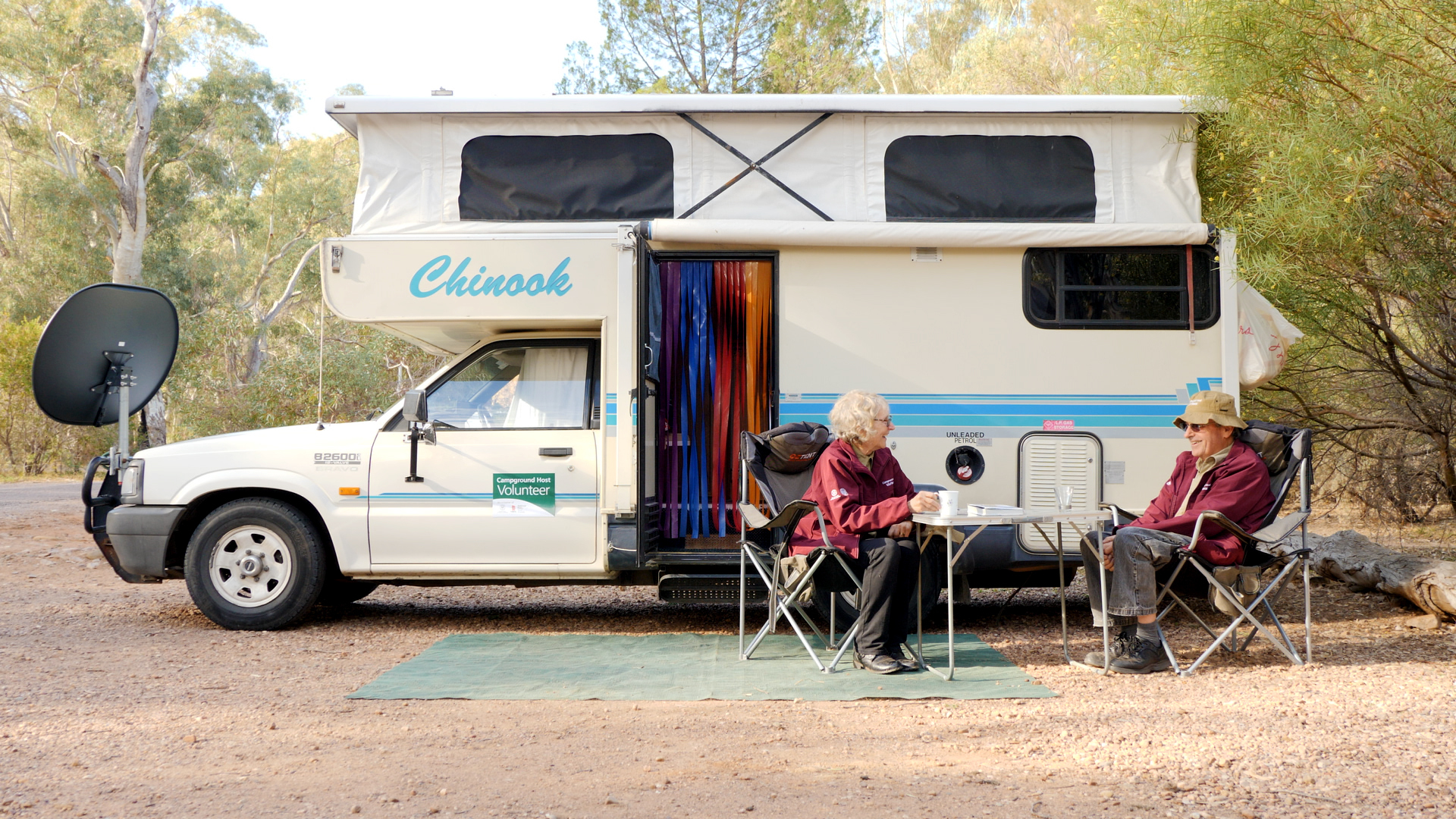 Campground Hosts enjoying their morning on the job