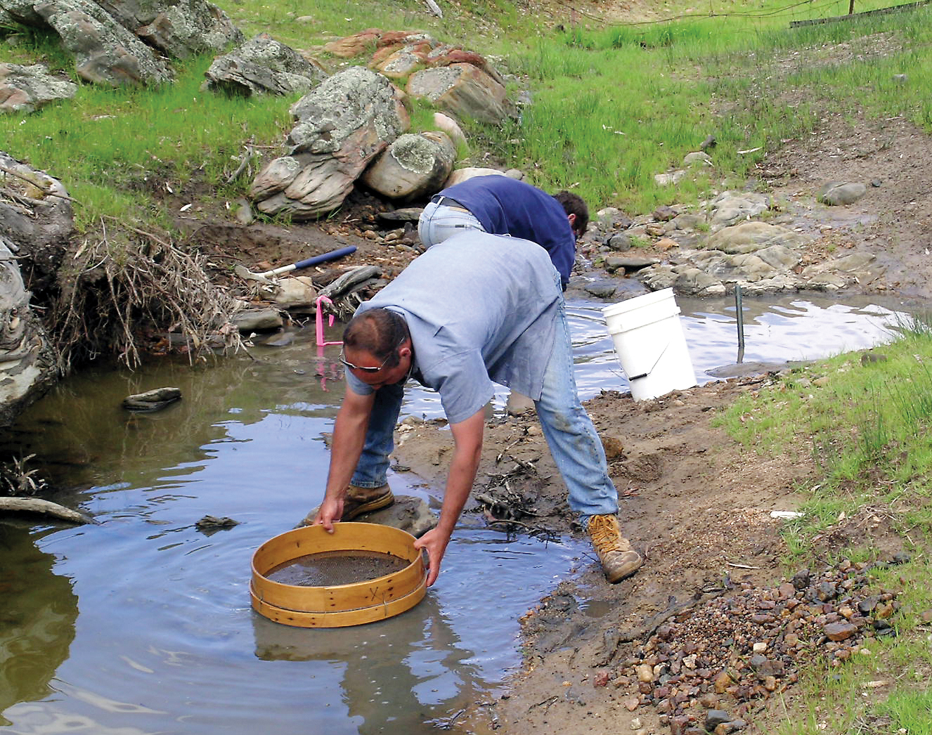 Stream sediment sampling for diamonds and indicator minerals in the Barossa Ranges (courtesy Flinders Diamonds).