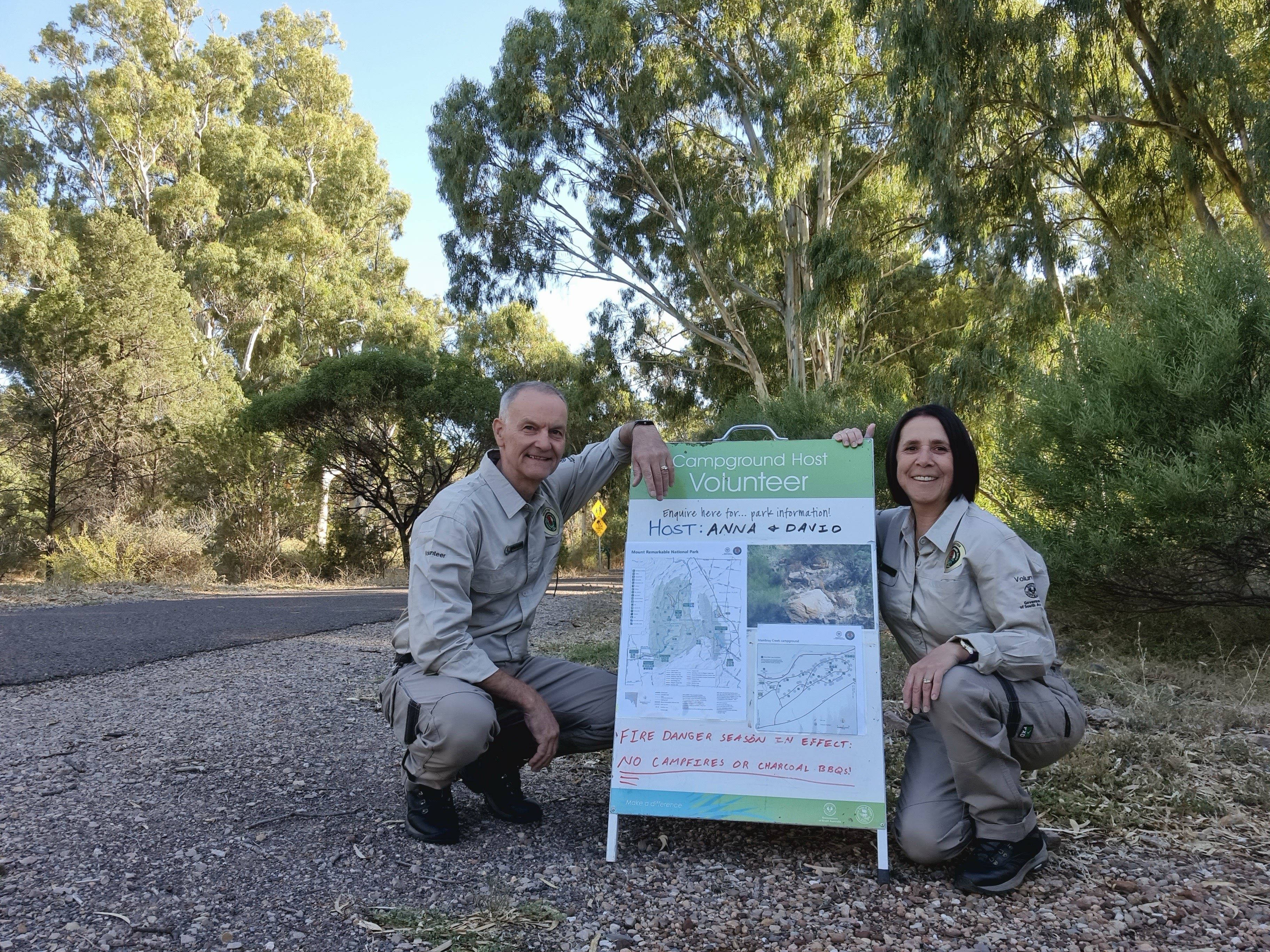 Campground hosts Anna and David at Mount Remarkable National Park.