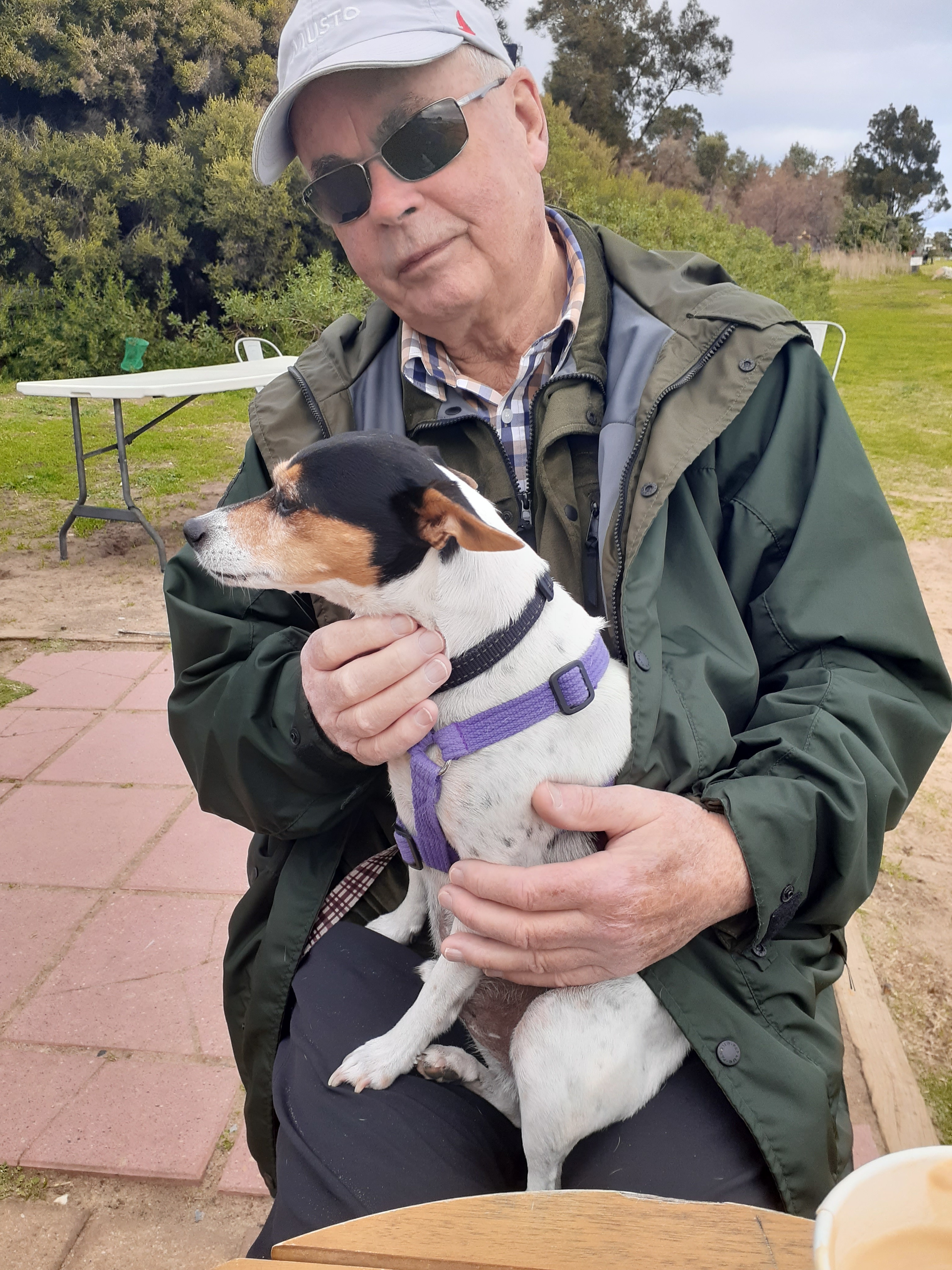 John Cobb with a dog.