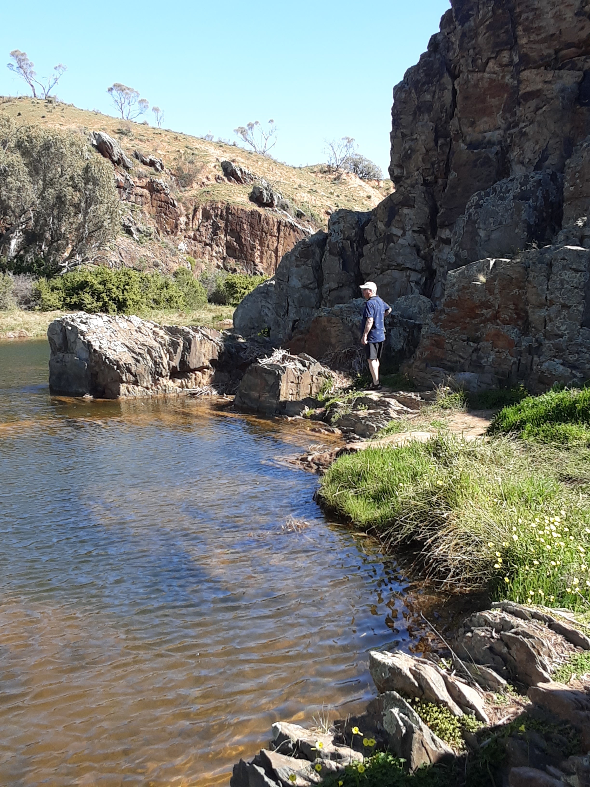 John Cobb exploring a gorge.