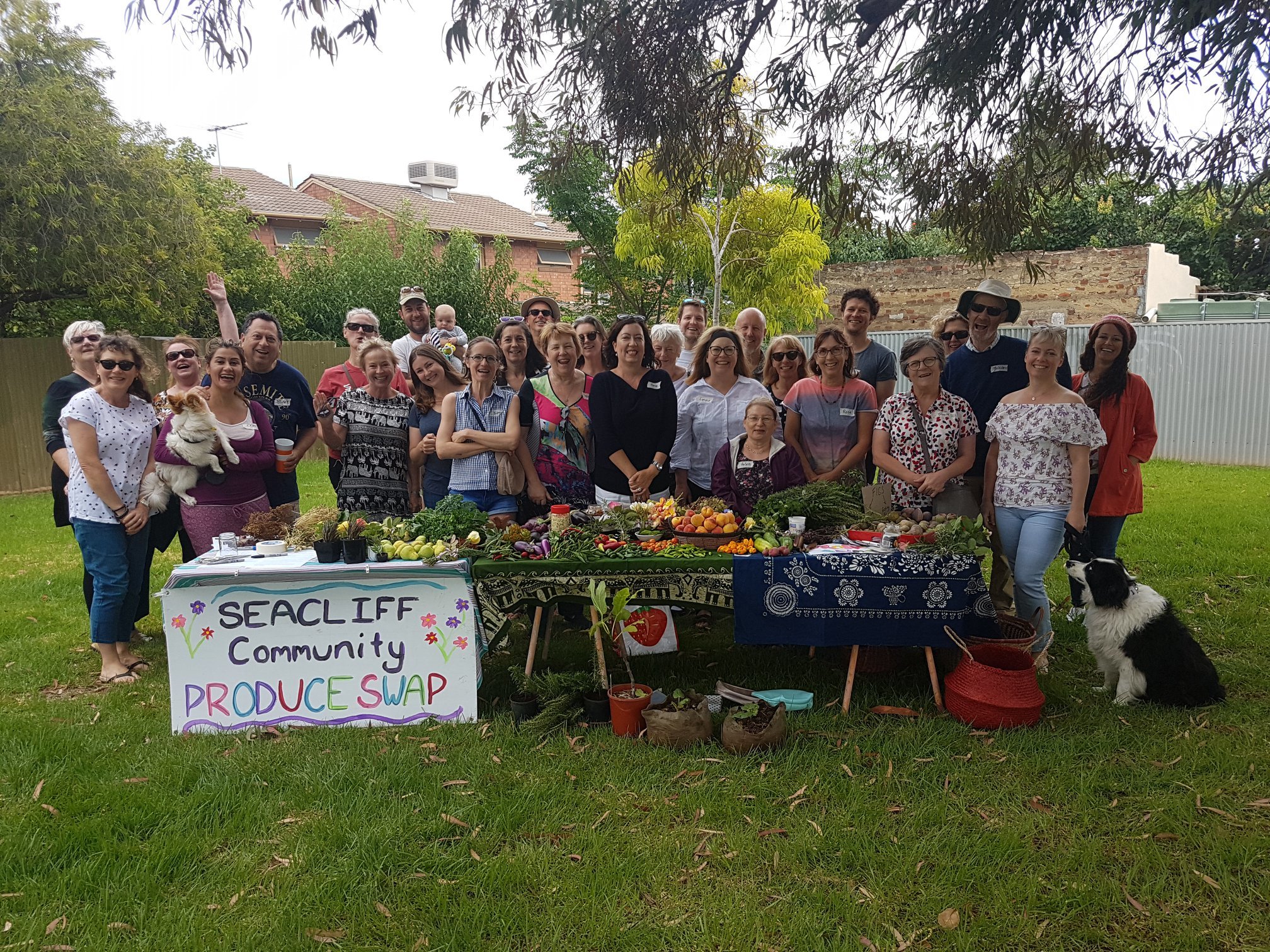 Emma with the Seacliff Community Produce Swap group that she started.