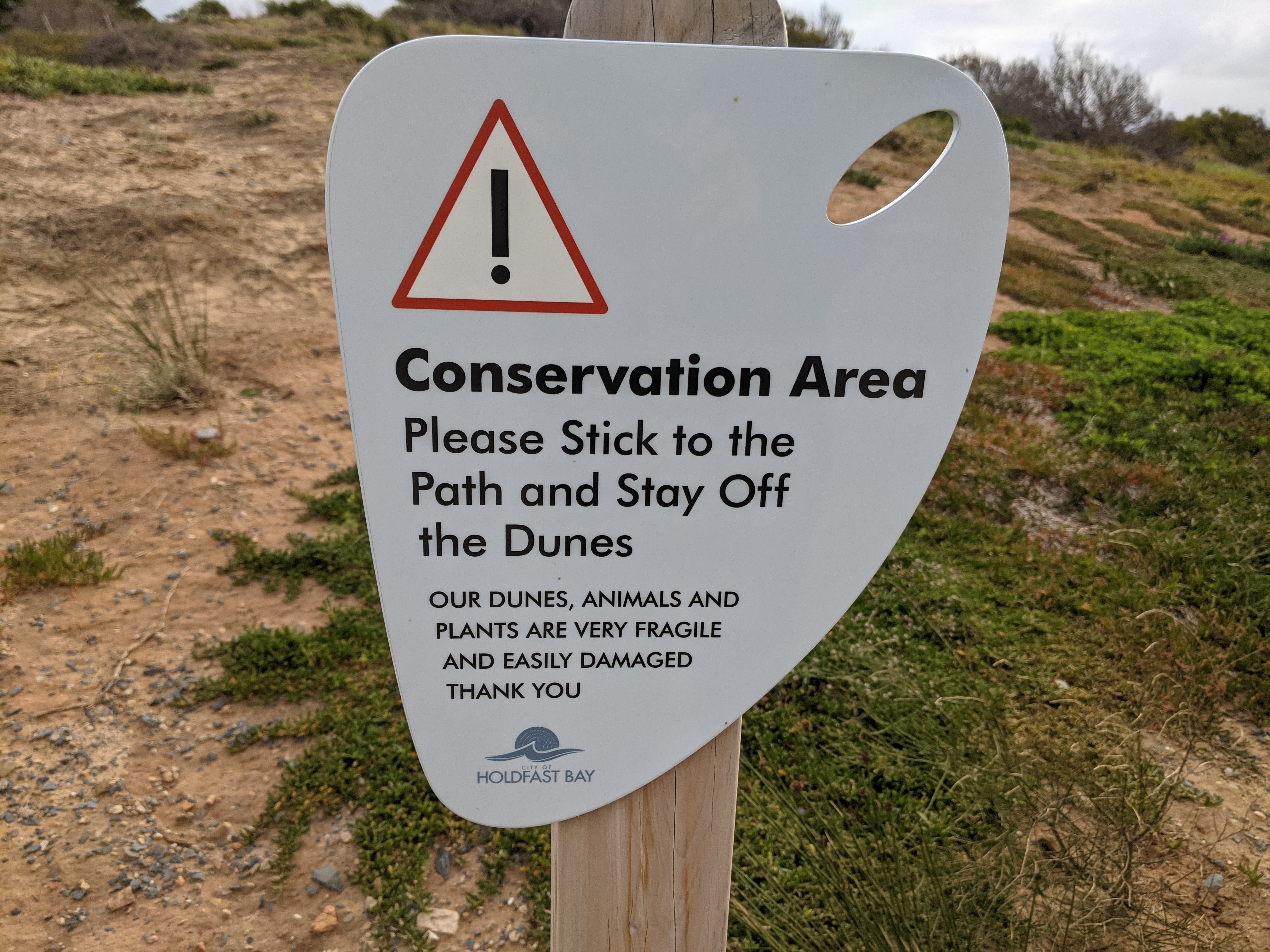 conservation sign at the Minda Dunes