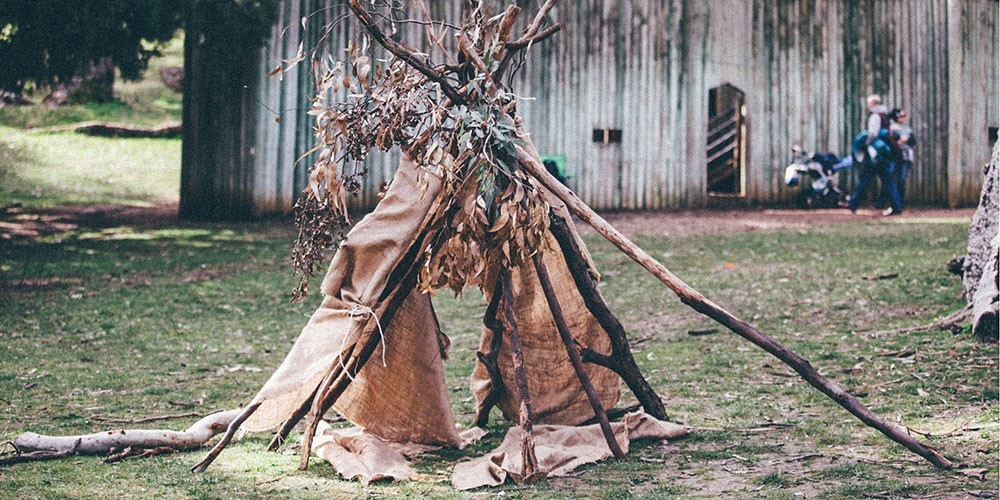 A cubby built in Belair National Park-credit Nature Play SA.